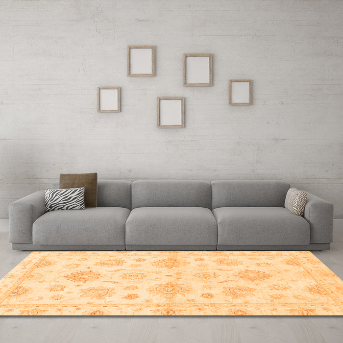 Machine Washable Oriental Orange Traditional Area Rugs in a Living Room, wshabs3709org