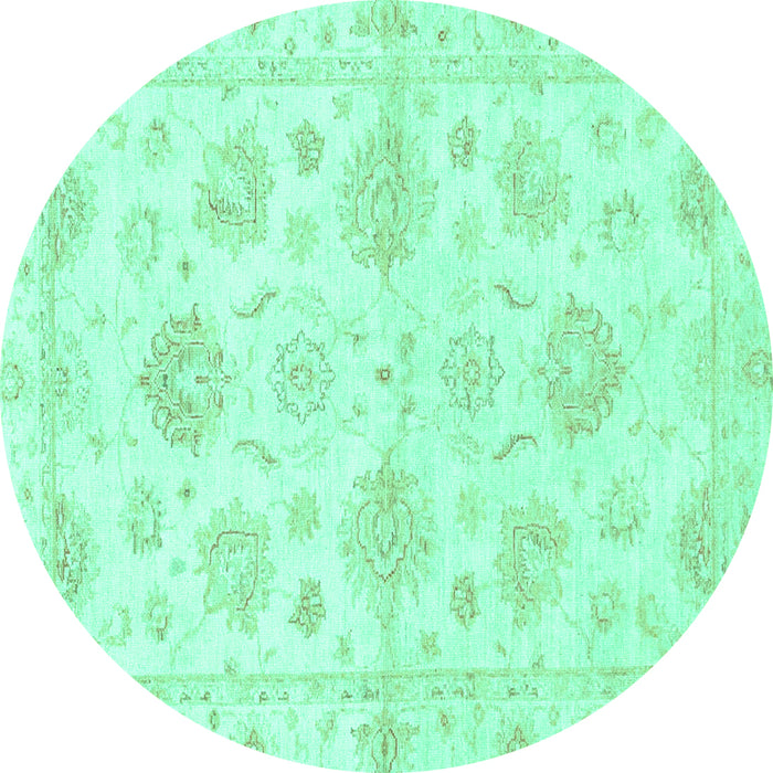 Round Oriental Turquoise Traditional Rug, abs3709turq