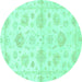 Round Oriental Turquoise Traditional Rug, abs3709turq