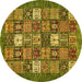 Round Machine Washable Abstract Yellow Modern Rug, wshabs370yw