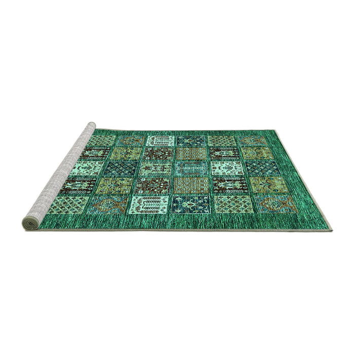 Sideview of Machine Washable Abstract Turquoise Modern Area Rugs, wshabs370turq