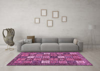 Machine Washable Abstract Pink Modern Rug, wshabs370pnk