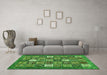 Machine Washable Abstract Green Modern Area Rugs in a Living Room,, wshabs370grn