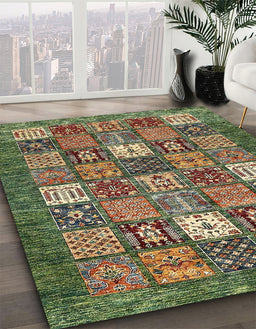 Abstract Avocado Green Modern Rug in Family Room, abs370