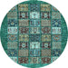 Round Machine Washable Abstract Light Blue Modern Rug, wshabs370lblu