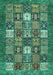 Machine Washable Abstract Turquoise Modern Area Rugs, wshabs370turq