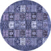 Round Machine Washable Abstract Blue Modern Rug, wshabs370blu