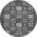 Round Abstract Gray Modern Rug, abs370gry