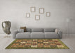 Machine Washable Abstract Brown Modern Rug in a Living Room,, wshabs370brn