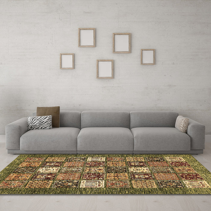 Machine Washable Abstract Brown Modern Rug in a Living Room,, wshabs370brn