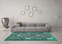 Machine Washable Abstract Light Blue Modern Rug, wshabs370lblu