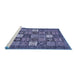 Sideview of Machine Washable Abstract Blue Modern Rug, wshabs370blu