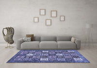 Machine Washable Abstract Blue Modern Rug, wshabs370blu