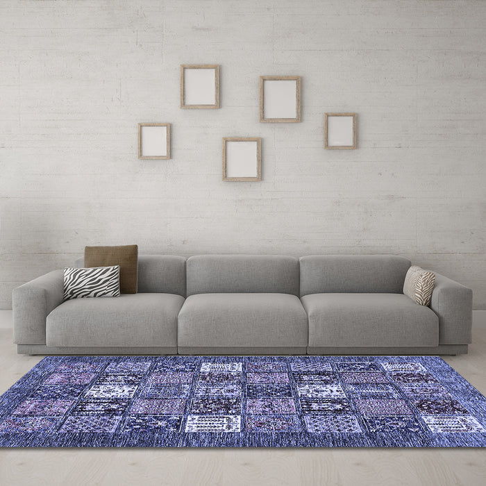 Machine Washable Abstract Blue Modern Rug in a Living Room, wshabs370blu