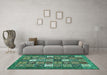 Machine Washable Abstract Turquoise Modern Area Rugs in a Living Room,, wshabs370turq