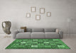 Machine Washable Abstract Emerald Green Modern Area Rugs in a Living Room,, wshabs370emgrn