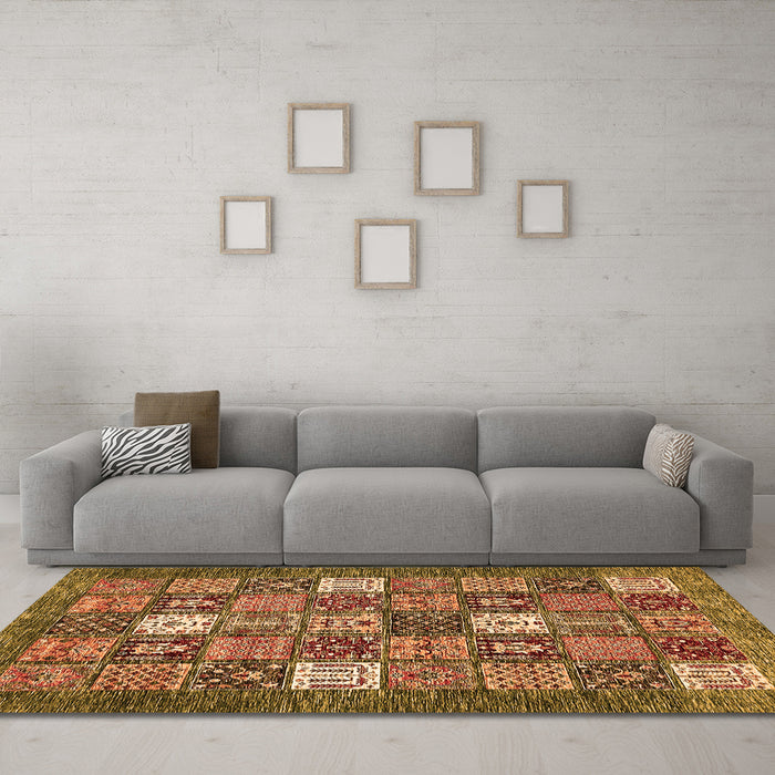 Machine Washable Abstract Orange Modern Area Rugs in a Living Room, wshabs370org