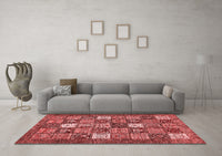 Machine Washable Abstract Red Modern Rug, wshabs370red