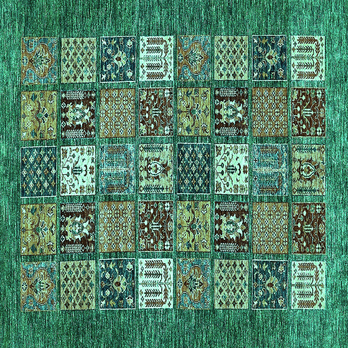 Square Machine Washable Abstract Turquoise Modern Area Rugs, wshabs370turq