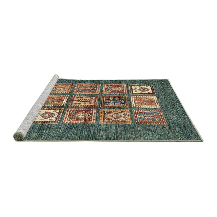 Serging Thickness of Machine Washable Abstract Green Rug, wshabs3710
