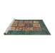 Serging Thickness of Machine Washable Abstract Green Rug, wshabs3710