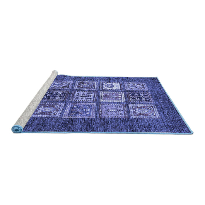 Sideview of Machine Washable Abstract Blue Modern Rug, wshabs3710blu