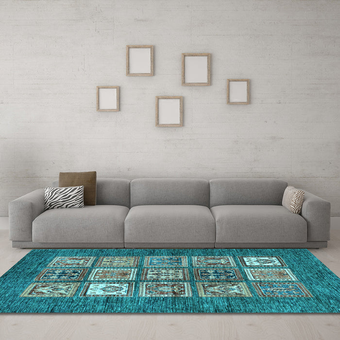 Machine Washable Abstract Light Blue Modern Rug in a Living Room, wshabs3710lblu