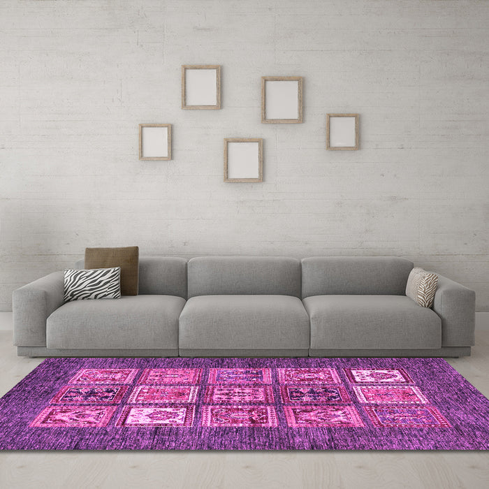 Machine Washable Abstract Pink Modern Rug in a Living Room, wshabs3710pnk