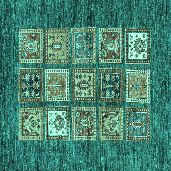 Square Abstract Turquoise Modern Rug, abs3710turq