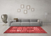 Machine Washable Abstract Red Modern Rug, wshabs3710red