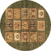 Round Machine Washable Abstract Brown Modern Rug, wshabs3710brn