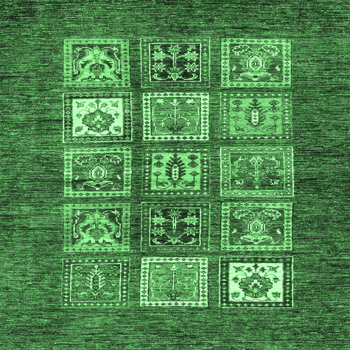 Square Machine Washable Abstract Emerald Green Modern Area Rugs, wshabs3710emgrn