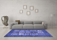 Machine Washable Abstract Blue Modern Rug, wshabs3710blu