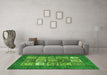 Machine Washable Abstract Green Modern Area Rugs in a Living Room,, wshabs3710grn