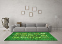 Machine Washable Abstract Green Modern Rug, wshabs3710grn