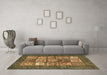 Machine Washable Abstract Brown Modern Rug in a Living Room,, wshabs3710brn