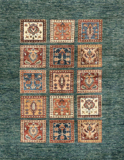 Machine Washable Abstract Green Rug, wshabs3710