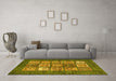 Machine Washable Abstract Yellow Modern Rug in a Living Room, wshabs3710yw