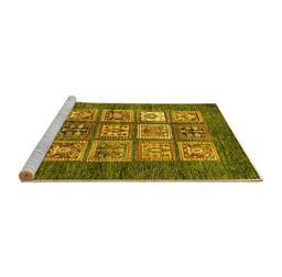 Sideview of Machine Washable Abstract Yellow Modern Rug, wshabs3710yw