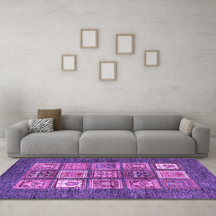 Machine Washable Abstract Purple Modern Area Rugs in a Living Room, wshabs3710pur