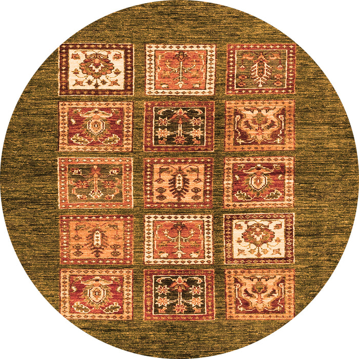 Round Abstract Orange Modern Rug, abs3710org