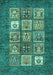 Machine Washable Abstract Turquoise Modern Area Rugs, wshabs3710turq