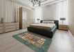 Abstract Green Modern Rug in a Bedroom, abs3710