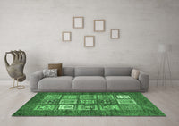 Machine Washable Abstract Emerald Green Modern Rug, wshabs3710emgrn