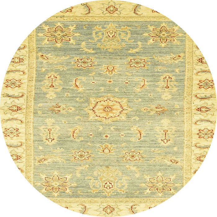 Round Machine Washable Abstract Mustard Yellow Rug, wshabs3711