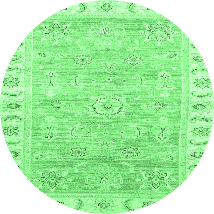 Round Oriental Emerald Green Traditional Rug, abs3711emgrn