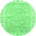 Round Oriental Emerald Green Traditional Rug, abs3711emgrn