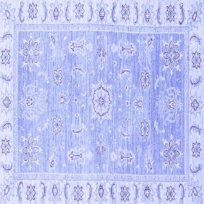 Square Machine Washable Oriental Blue Traditional Rug, wshabs3711blu