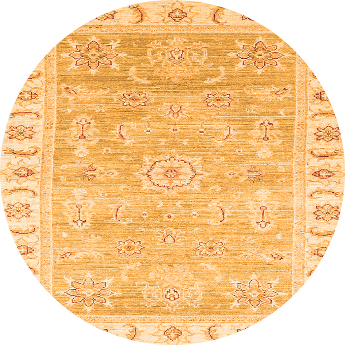 Round Machine Washable Oriental Orange Traditional Area Rugs, wshabs3711org