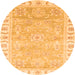 Round Machine Washable Oriental Orange Traditional Area Rugs, wshabs3711org